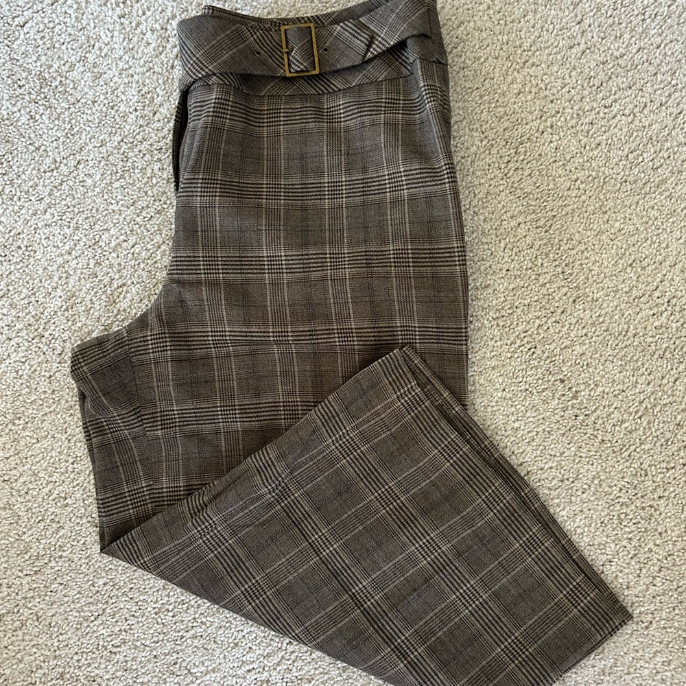 LOFT Marisa Brown Plaid Cropped Ankle Pants Women’s 10 Career